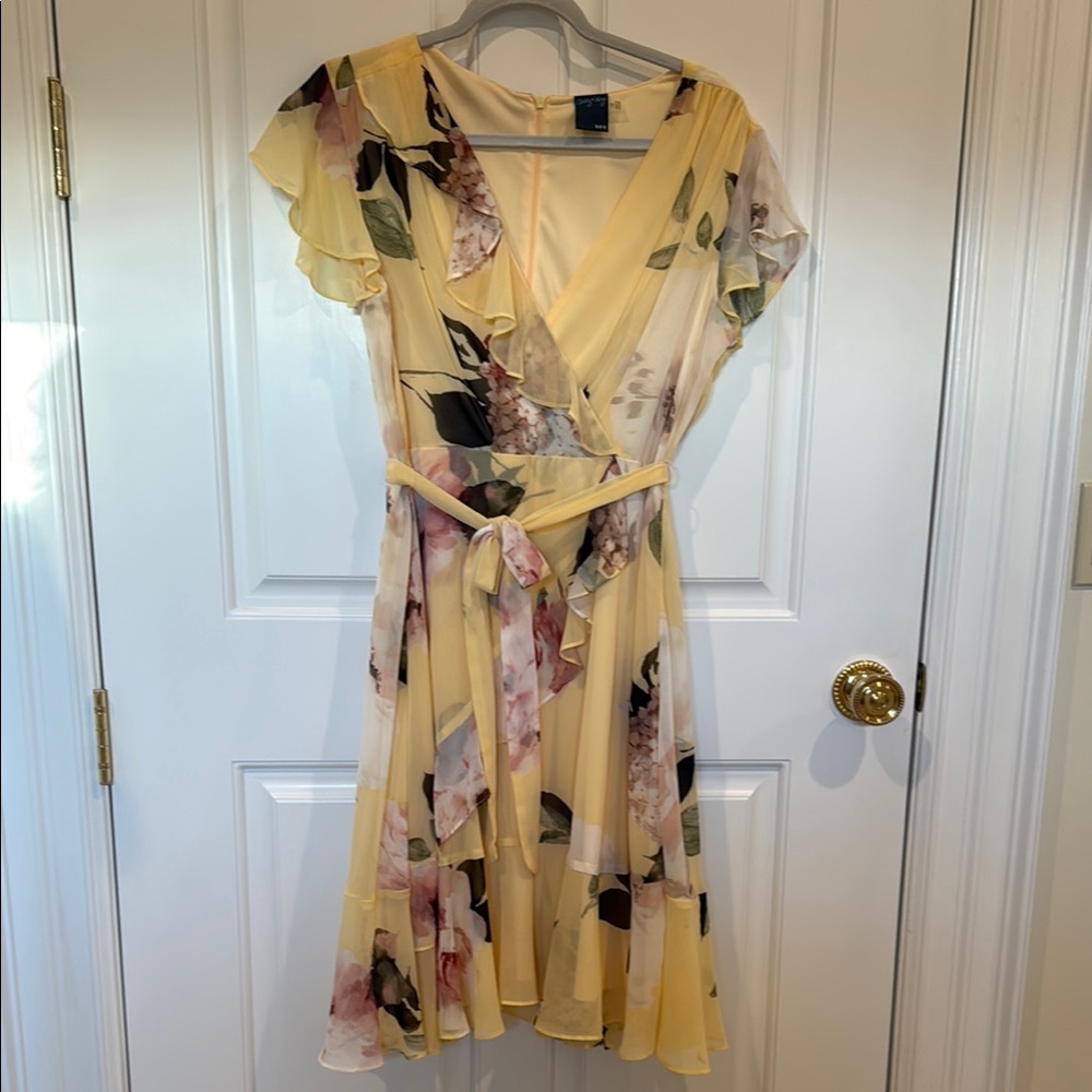 Floral Yellow Wrap Dress